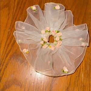 Sheer Floral Hair scrunchie flower girl ballerina party theme Halloween party